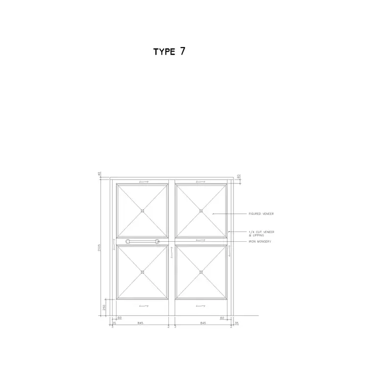 Type 7 Door Elevation DWG CAD block thumbnail — doors drawing
