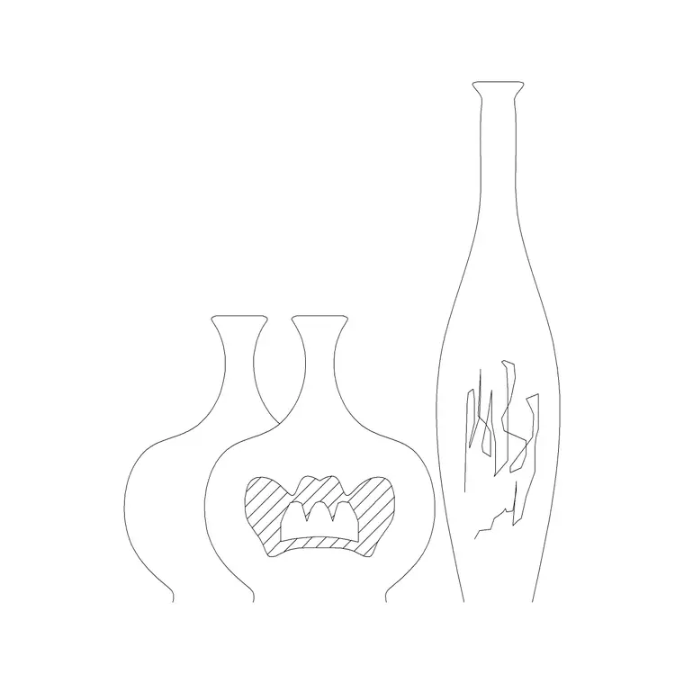 Vase Multiple DWG CAD block thumbnail — trees & plants drawing