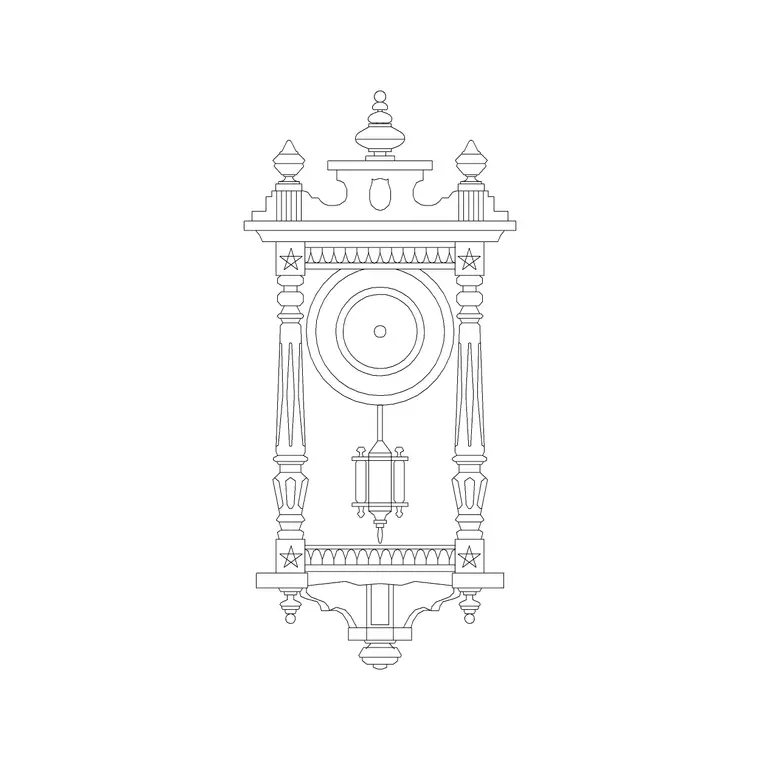 Vintage Clock DWG CAD block thumbnail — accessories drawing
