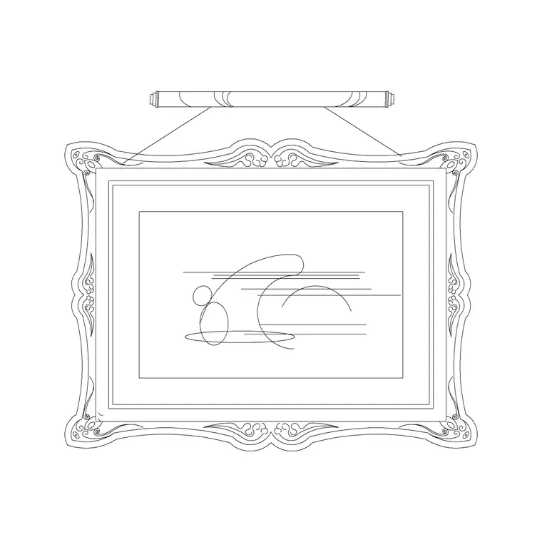 Vintage Frame CAD block DWG — plan and elevation view
