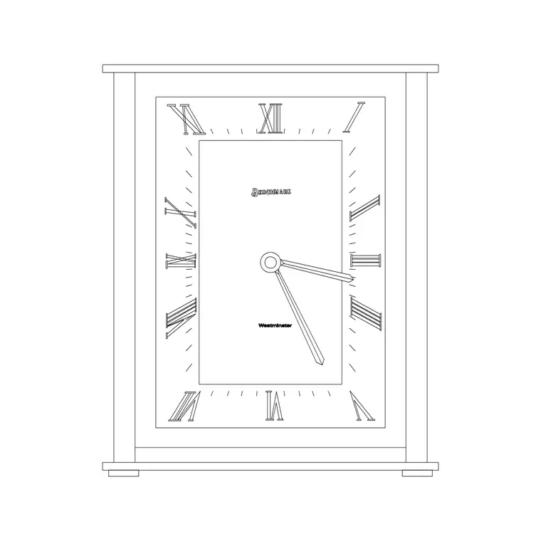 Wall Clock Rectangle CAD block DWG — plan and elevation view