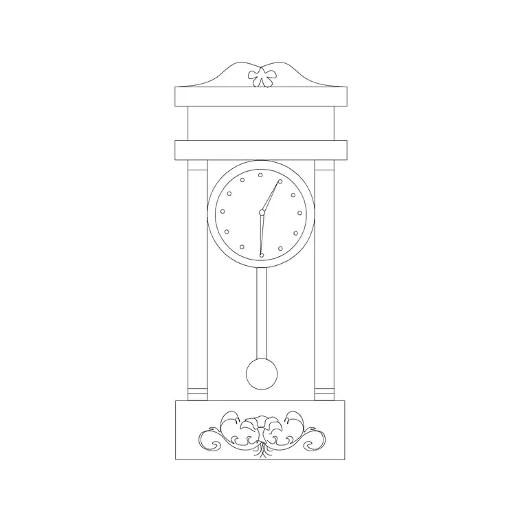 Wall Clock With Pendulum DWG CAD block thumbnail — accessories drawing
