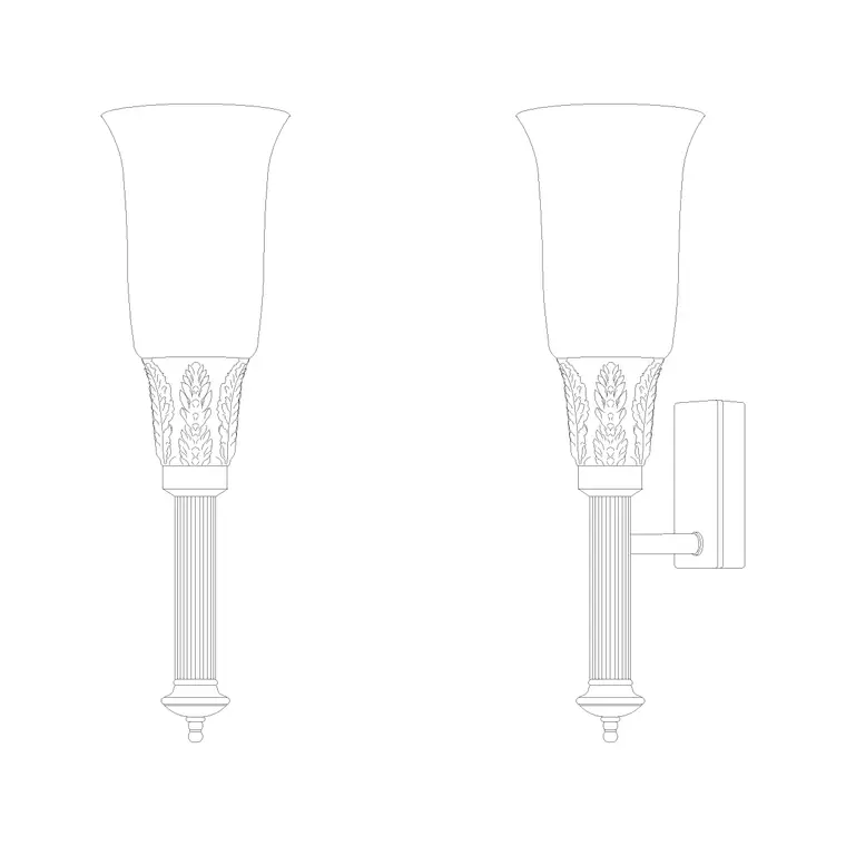 Wall Lamp Elev (15) DWG CAD block thumbnail — lighting drawing