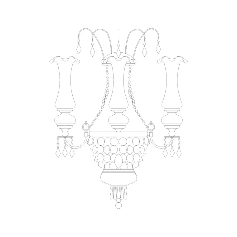 Wall Lamp Elev (3) DWG CAD block thumbnail — lighting drawing