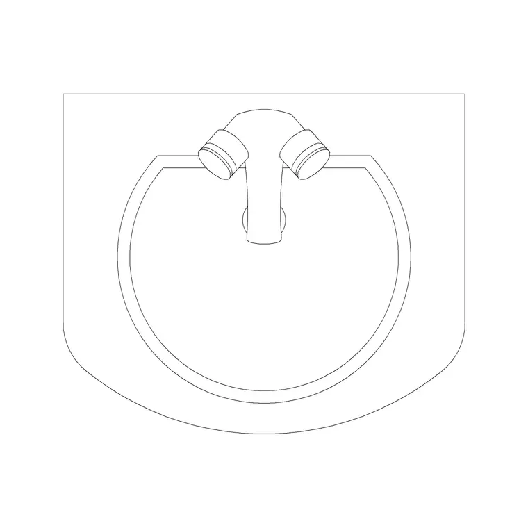 Wash Basin 14 DWG CAD block thumbnail — bathroom drawing