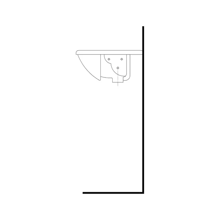Wash Basin Curve Edge Elevation DWG CAD block thumbnail — bathroom drawing