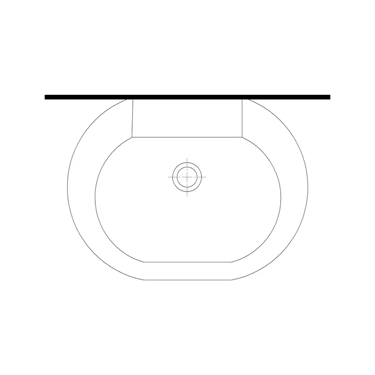 Wash Basin Curve Edge Plan DWG CAD block thumbnail — bathroom drawing