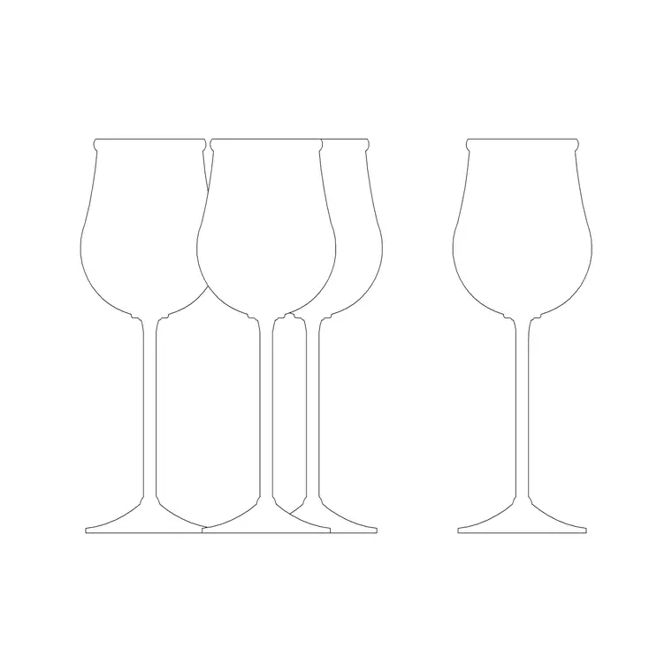 Wine Glass Collection DWG CAD block thumbnail — accessories drawing