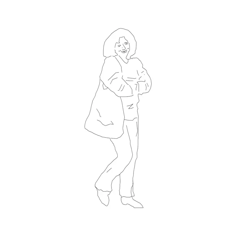 Woman DWG CAD block thumbnail — people drawing