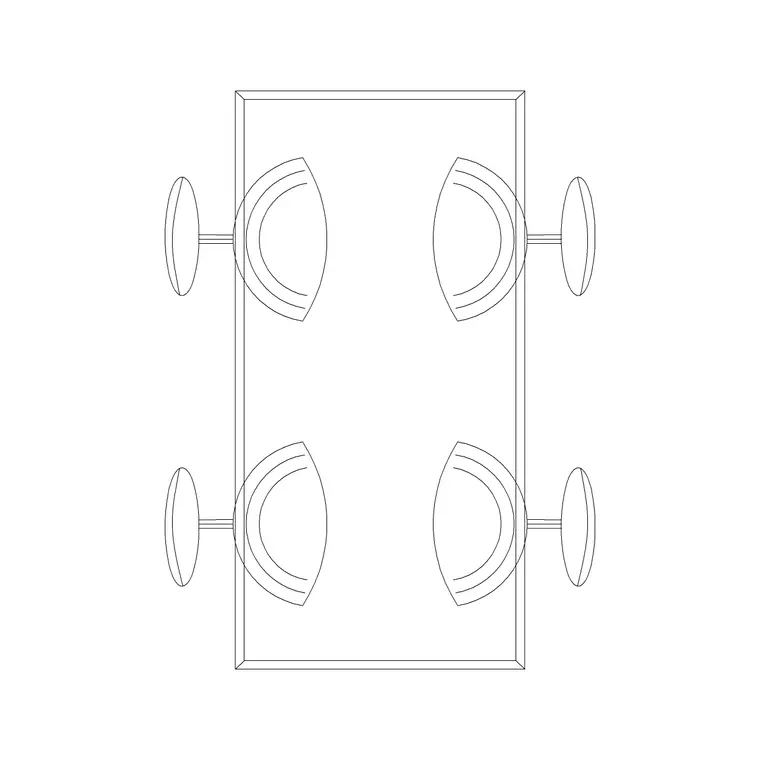 Wooden 4P Dining Table Rec DWG CAD block thumbnail — furniture drawing