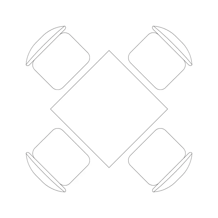 Wooden 4P Dining Table DWG CAD block thumbnail — furniture drawing