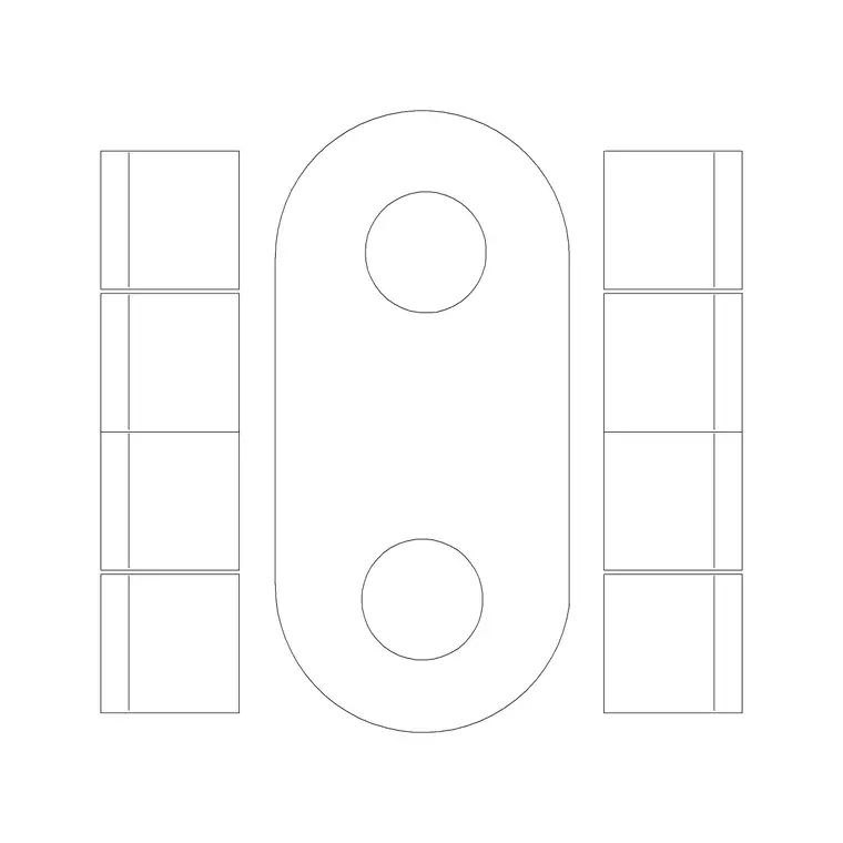 Wooden 6P Dining Table (2) DWG CAD block thumbnail — furniture drawing