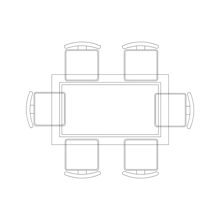 Wooden 6P Dining Table Rec DWG CAD block thumbnail — furniture drawing