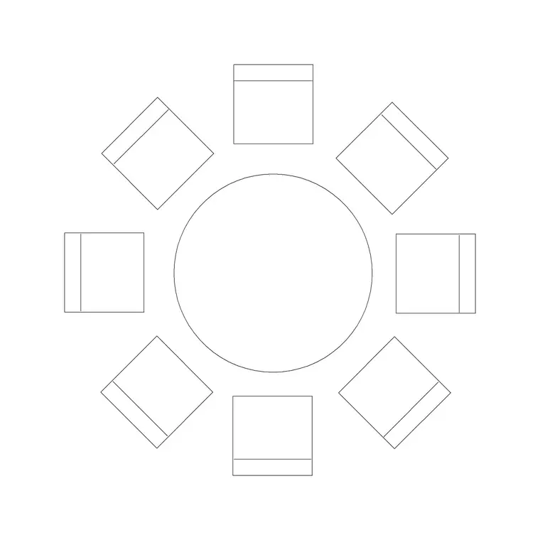 Wooden 8p Dining Table DWG CAD block thumbnail — furniture drawing