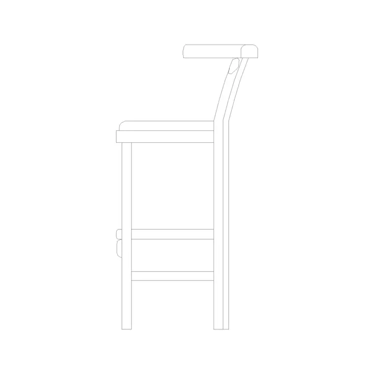 Wooden Bar Stool With Round Back DWG CAD block thumbnail — furniture drawing