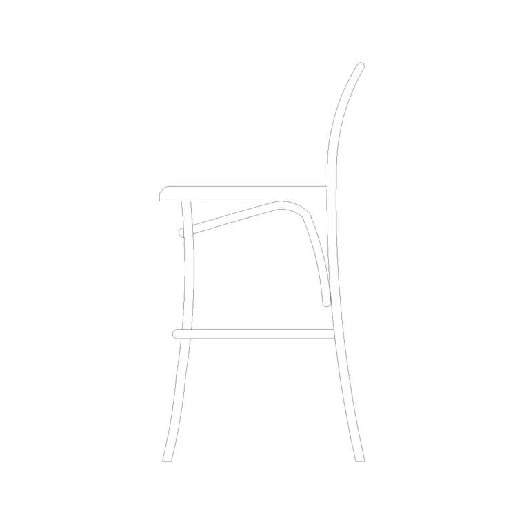 Wooden Bar Stool With Straight Back DWG CAD block thumbnail — furniture drawing