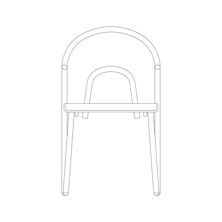 Wooden Chair Front Elevation DWG CAD block thumbnail — furniture drawing
