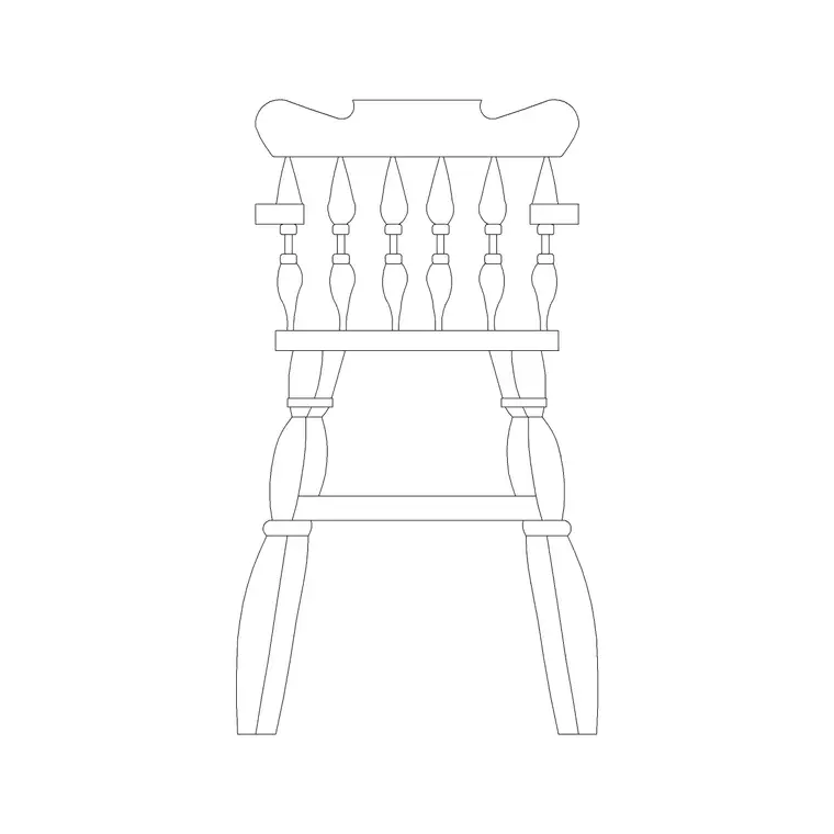 Wooden Chairs Front DWG CAD block thumbnail — furniture drawing