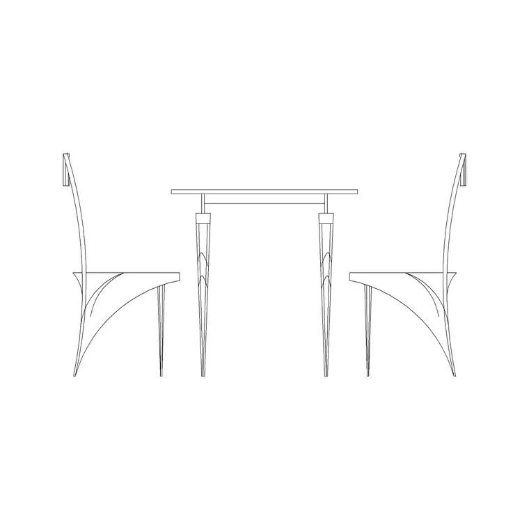 Wooden Dining Set Elevation 1 DWG CAD block thumbnail — furniture drawing