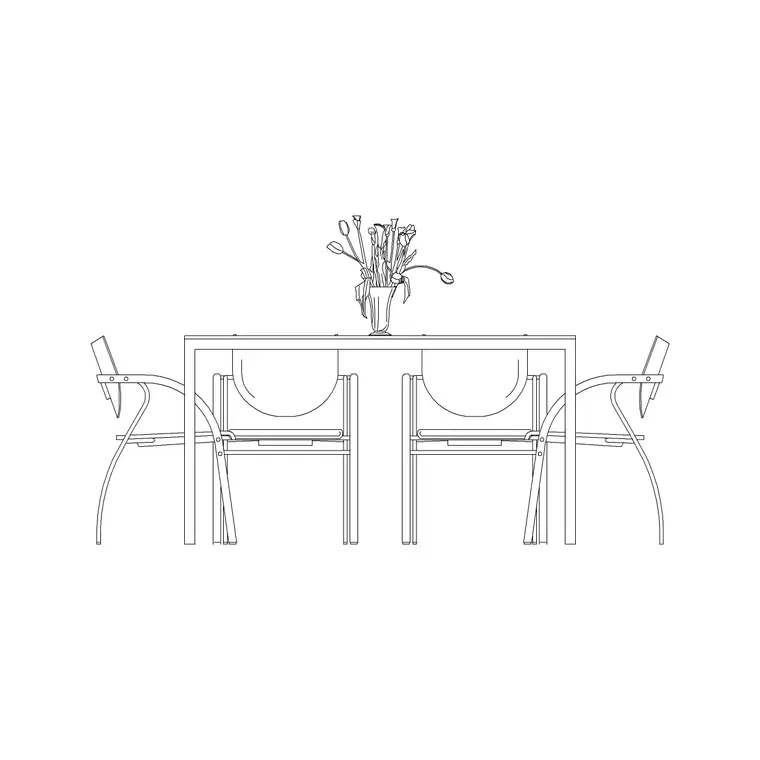 Wooden Dining Set Elevation Luxury DWG CAD block thumbnail — furniture drawing
