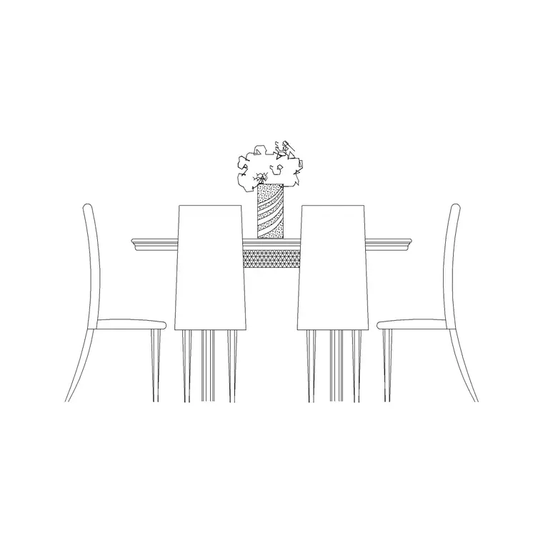 Wooden Dining Set Elevation DWG CAD block thumbnail — furniture drawing