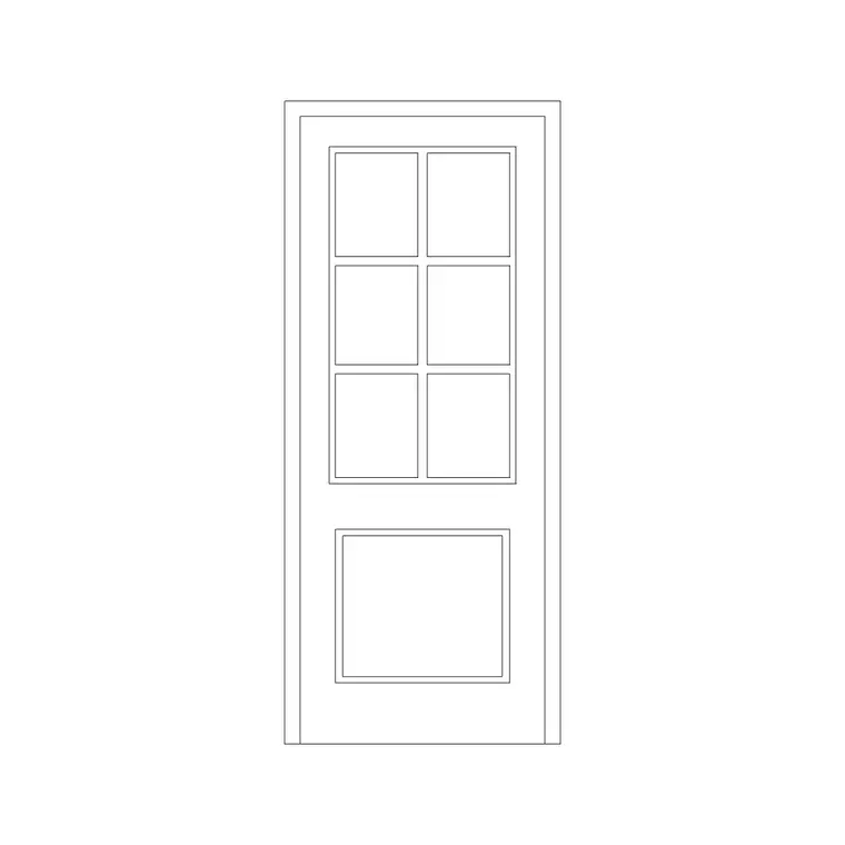 Wooden French Door 2 DWG CAD block thumbnail — doors drawing