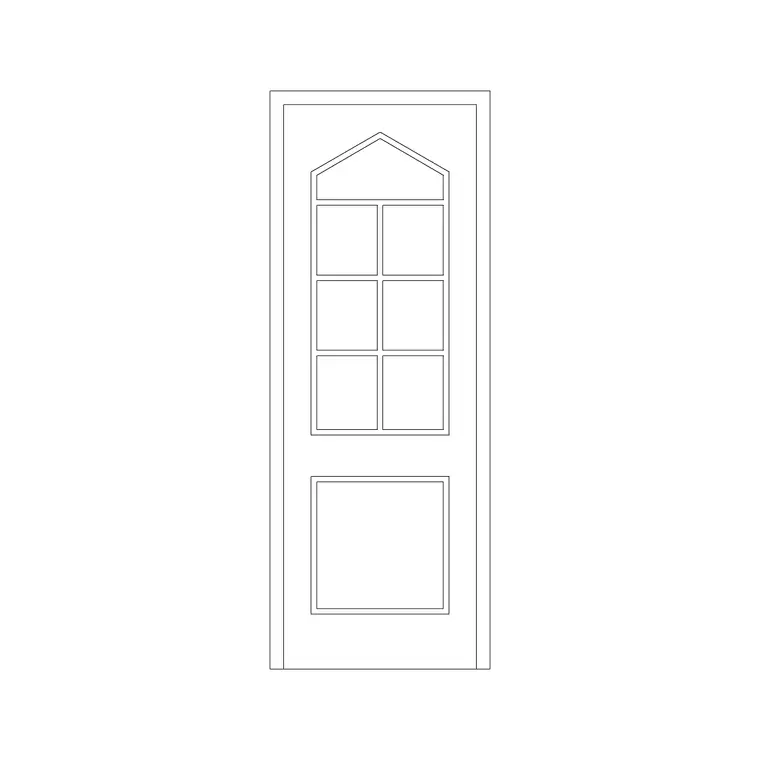 Wooden French Door 3 DWG CAD block thumbnail — doors drawing