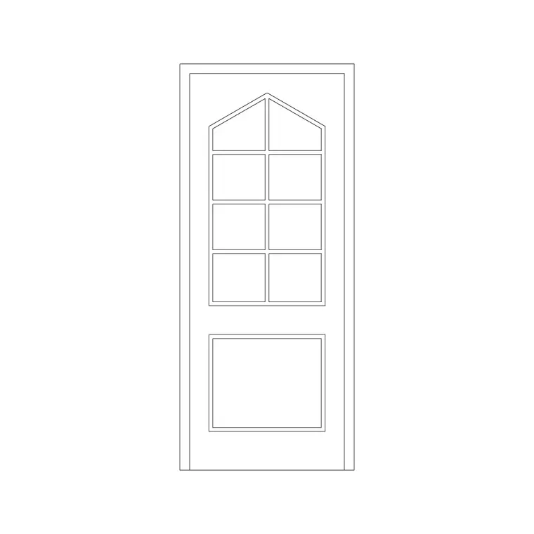Wooden French Door 4 DWG CAD block thumbnail — doors drawing