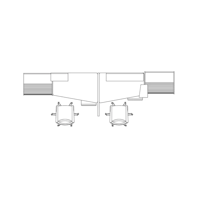 Workstation CAD block DWG — plan and elevation view