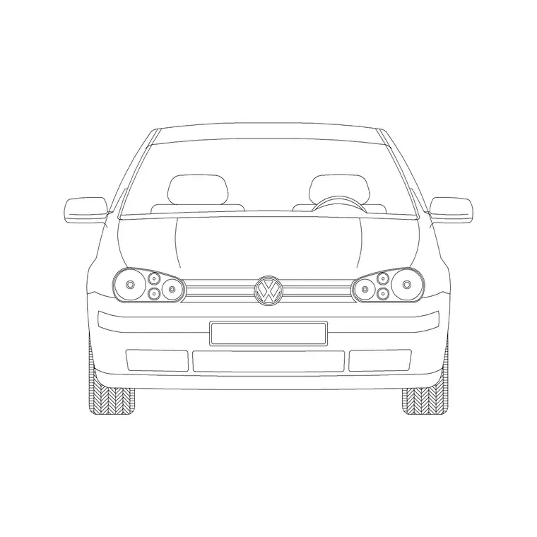 Wv Car Front Ele (2) DWG CAD block thumbnail — vehicles drawing