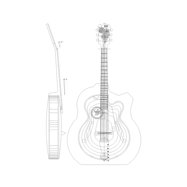 Yamaha Acoutic Guitar 2 DWG CAD block thumbnail — accessories drawing