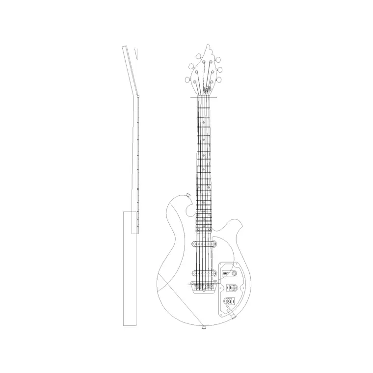 Yamaha Electric Guitar Elevations DWG CAD block thumbnail — accessories drawing