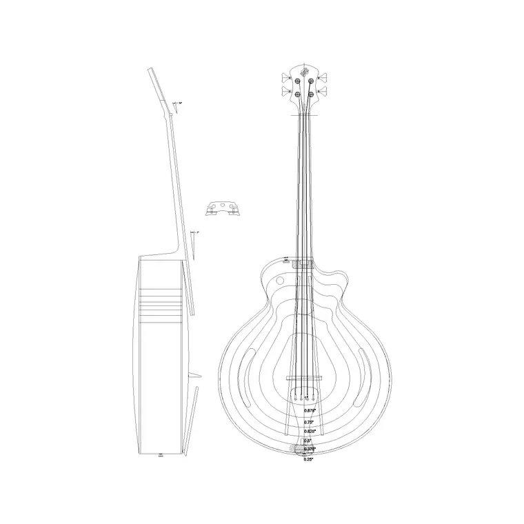 Yamaha Electric Guitar DWG CAD block thumbnail — accessories drawing