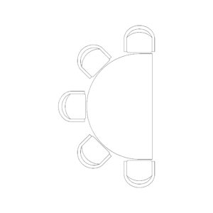 Half Circular Table And Chair - 5 Seater