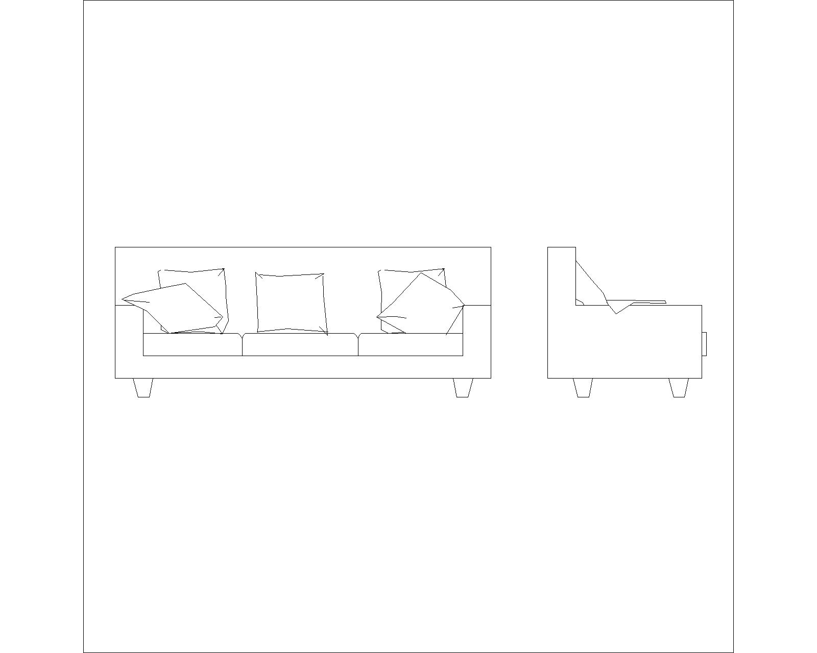 Sofa Elevation 14 CAD Block - Cadblockdwg