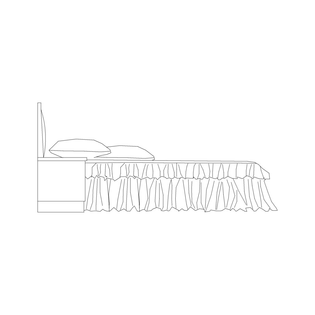 high-bed-with-side-table-2d-elevation-view-cadblockdwg