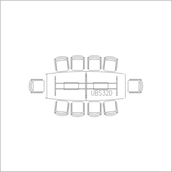 Conference Table 10 Seater (Long Curve Side)