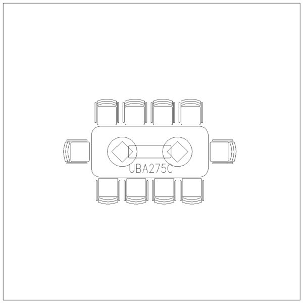 Conference Table 10 Seater (Long Rec Round Edge 2.75M)