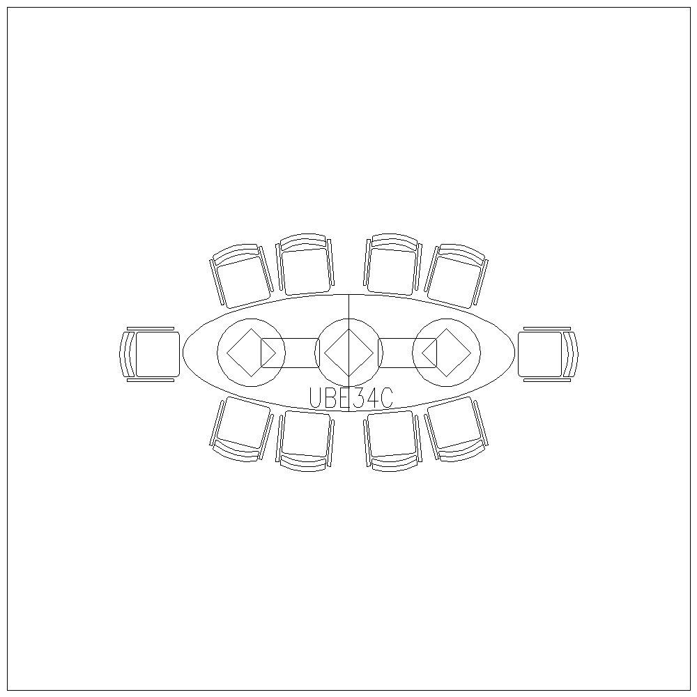 Conference Table 10 Seater (Oval Shape) Top View Cadblockdwg