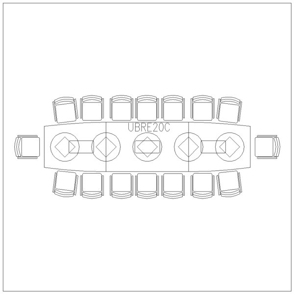 Conference Table 16 Seater (Curve Straight Shape)