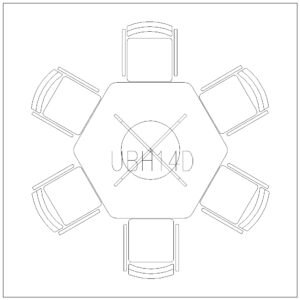 Hexagon table 6 seater