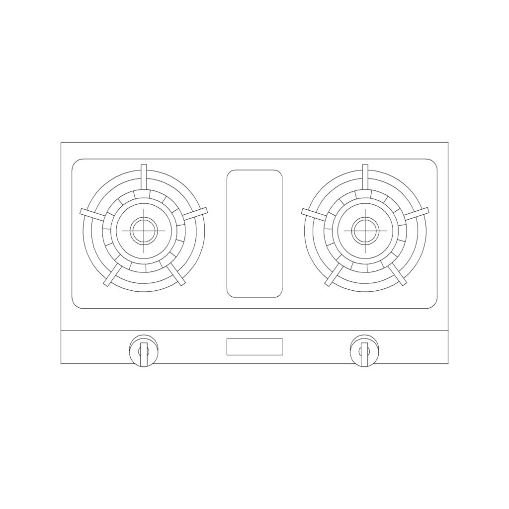 Stove Type 23: 2D Plan Top View - Cadblockdwg