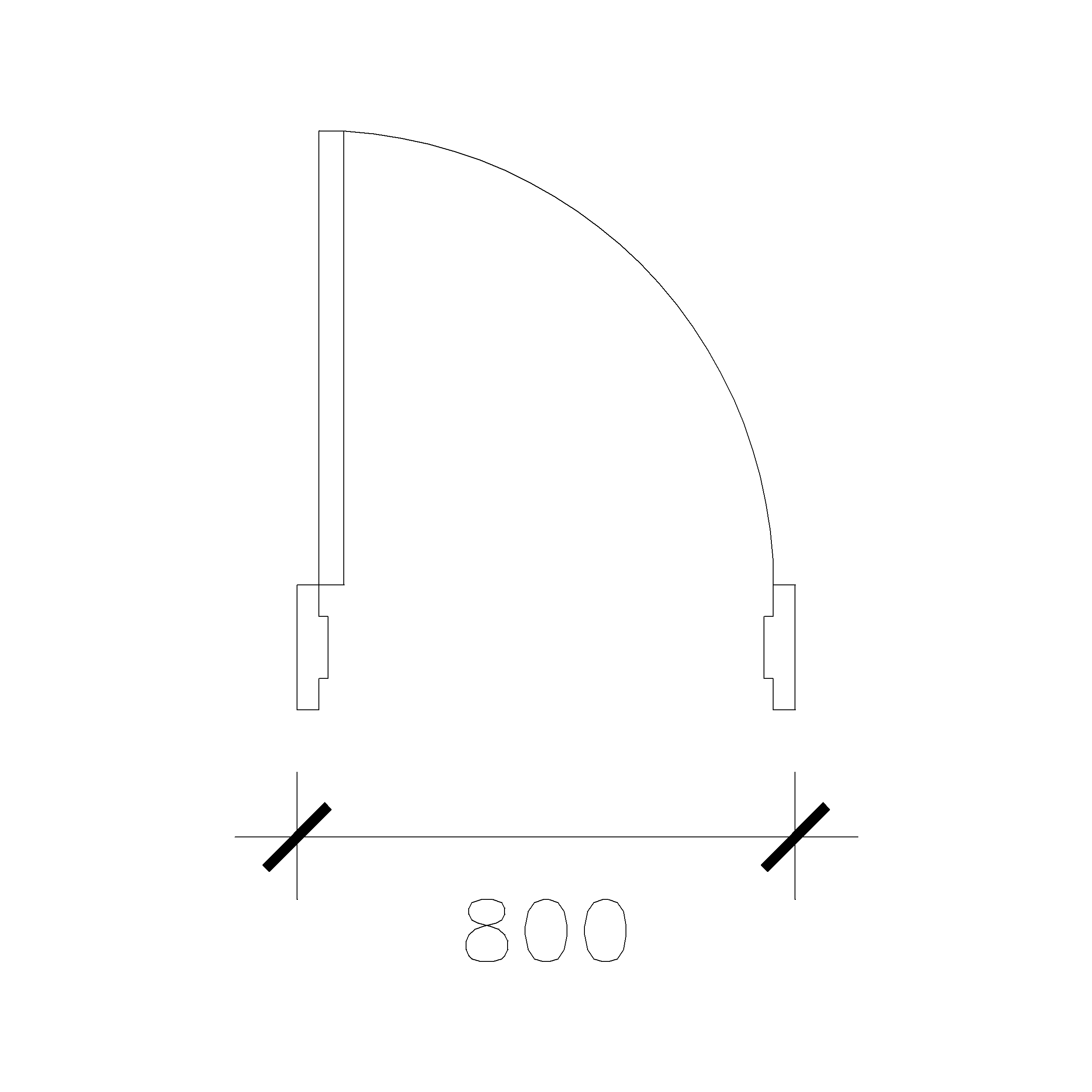 Wide Door (800 mm): 2D Top View Plan - Cadblockdwg