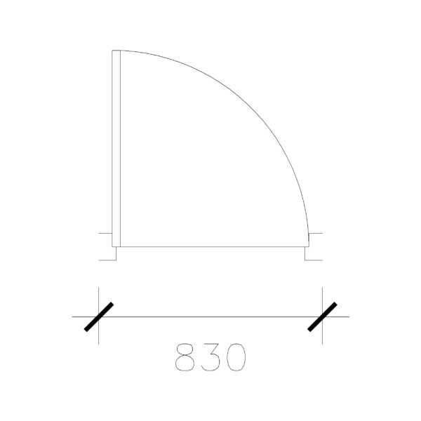 Laminated Door With Frame & Lock (830 mm): 2D Top View Plan - Cadblockdwg