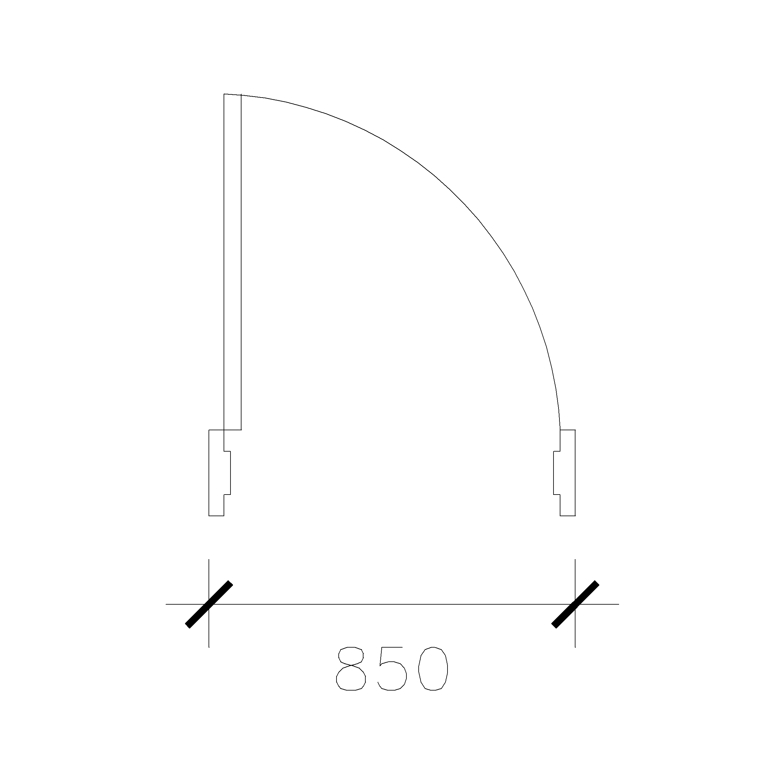 Wide Door (850 mm): 2D Top View Plan - Cadblockdwg