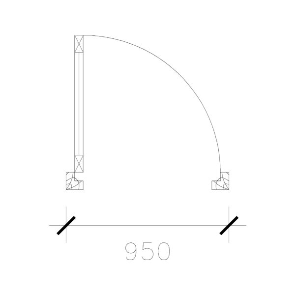 Laminated Door (950 mm) : 2D Top View Plan - Cadblockdwg