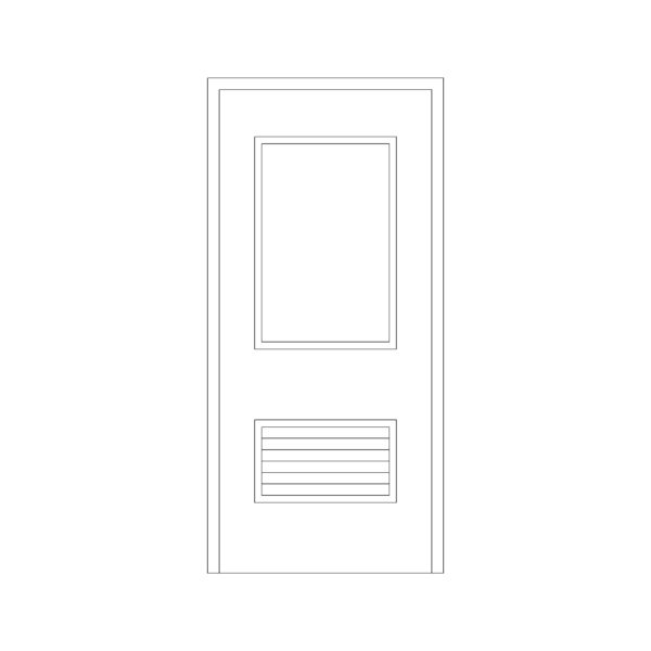 Panel Door with vision Panel with grill