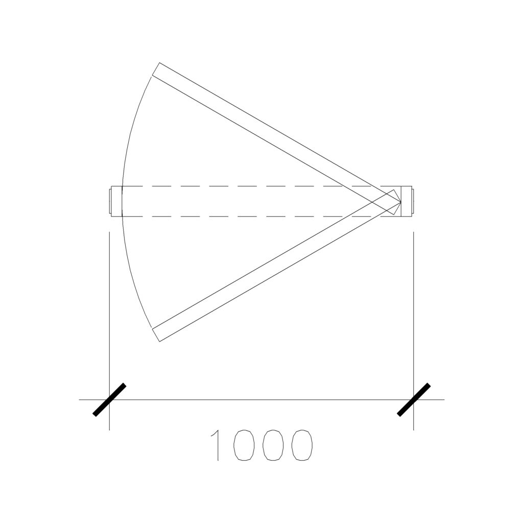 Right Hand Wide Double Swing Door 1000 Mm 2D Top View Plan Cadblockdwg