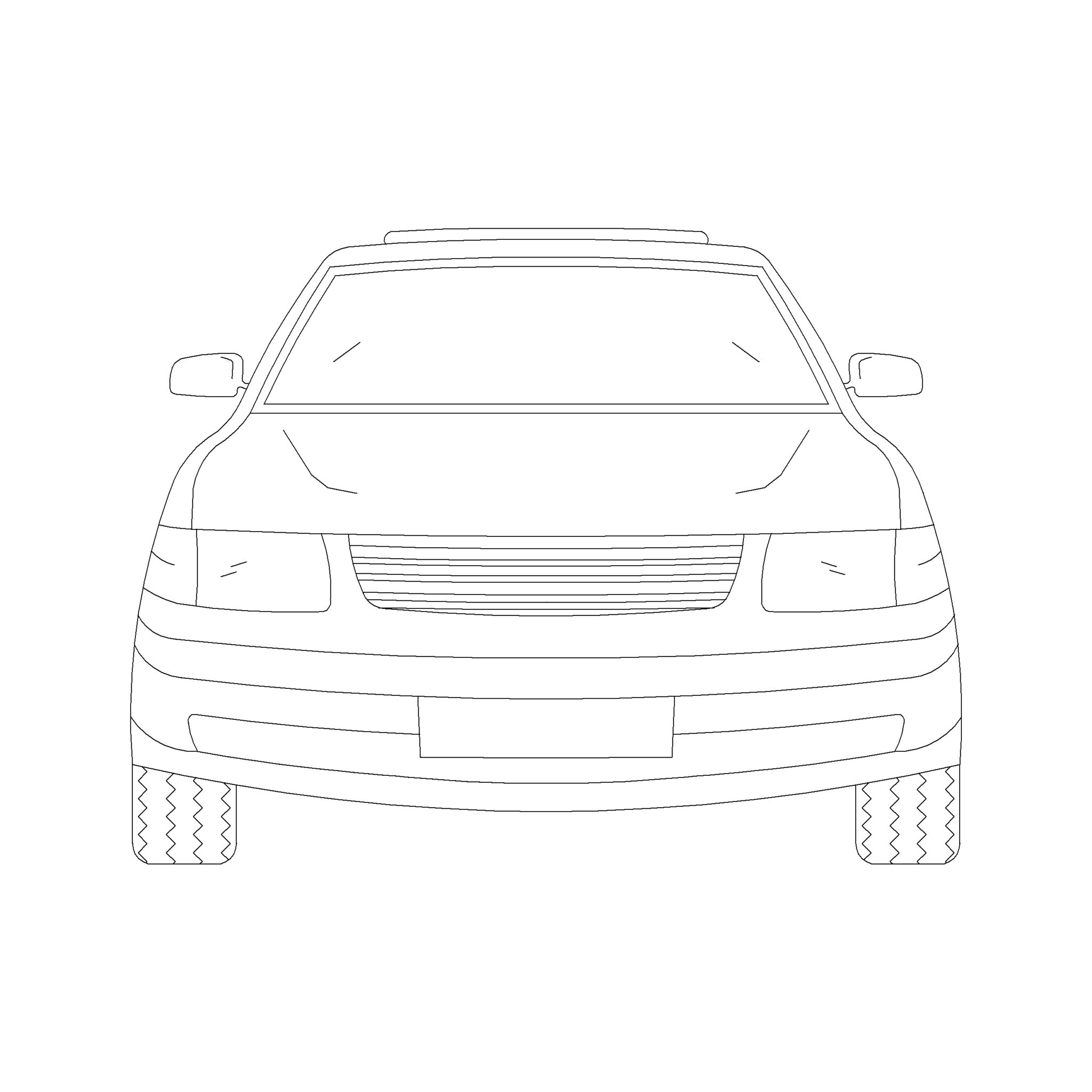Car Front Compact sedan: 2D Elevation - Cadblockdwg