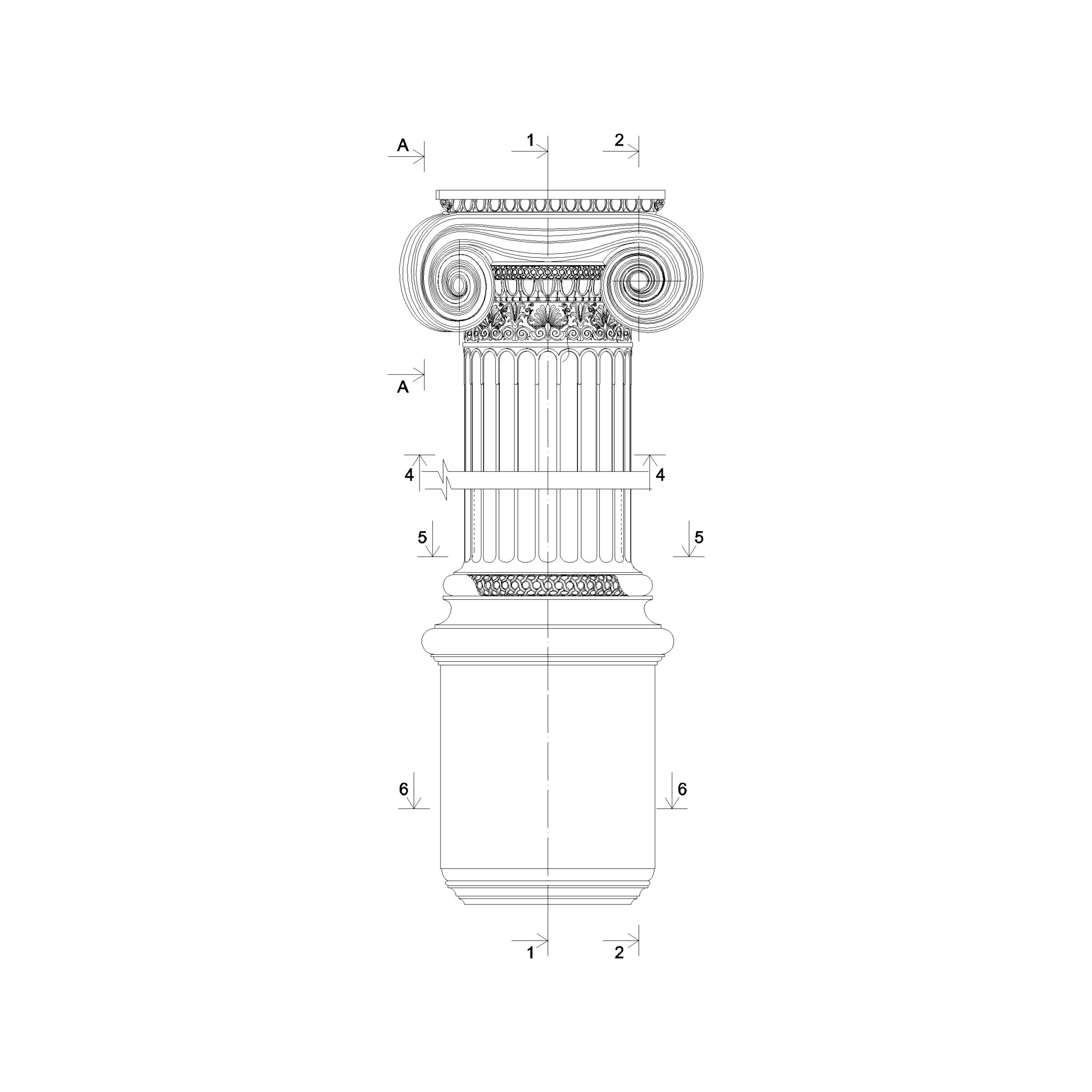 Classical Arch Column Type 1 : 2D Model - Cadblockdwg